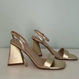 New BP. Metallic Gold Slingback Block Heels from Nordstrom